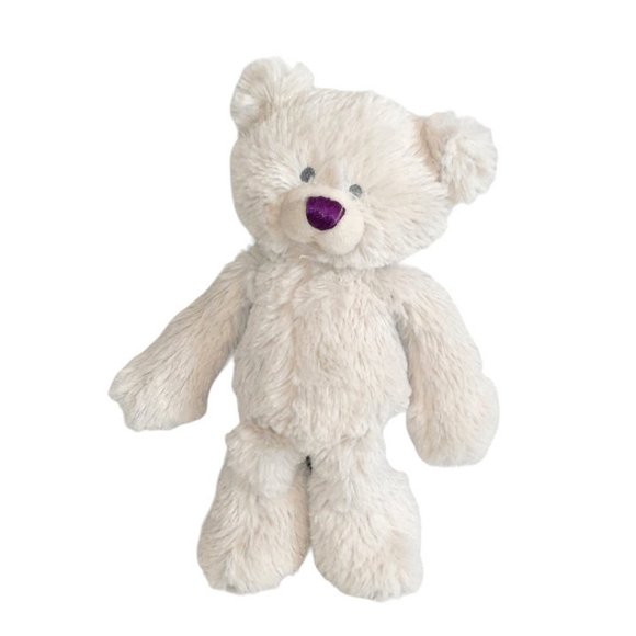 2021 Demdaco February Birthstone Beige Bear Purple Heart Plush BeanBag Toy 8.5" - Picture 2 of 6